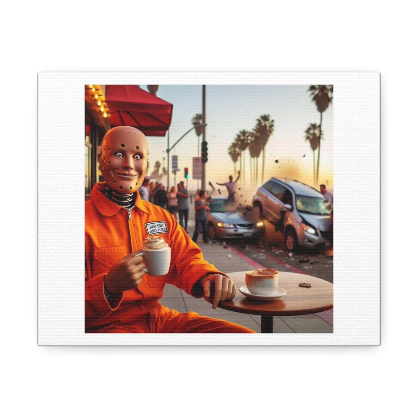 Crash Test Dummy Man on his Day Off, Art Print 'Designed by AI' on Canvas