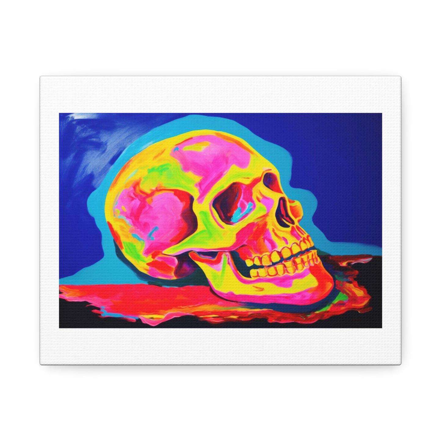 Skull Painting Remix, Art Print 'Designed by AI' on Satin Canvas