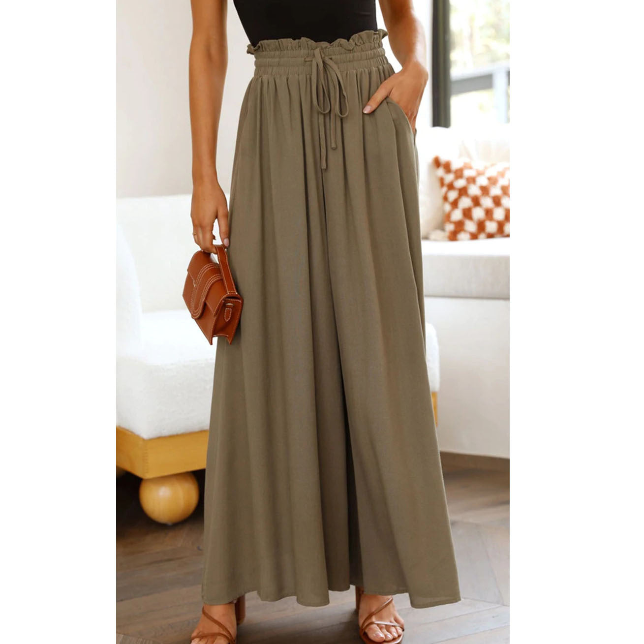 Women's Organic Print Comfortable Casual Wide-Leg Trousers