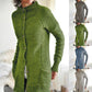 Vireous Women's High-Neck Urban Casual Woollen Long Cardigan