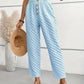 Women's Slim-Fit Buttoned Straight Loose Checker Weave Trousers