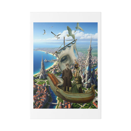 Tales of a Drunken Ship, Surrealist Art, Acrylic and Ink on Cardstock 'Designed by AI' Canvas Print