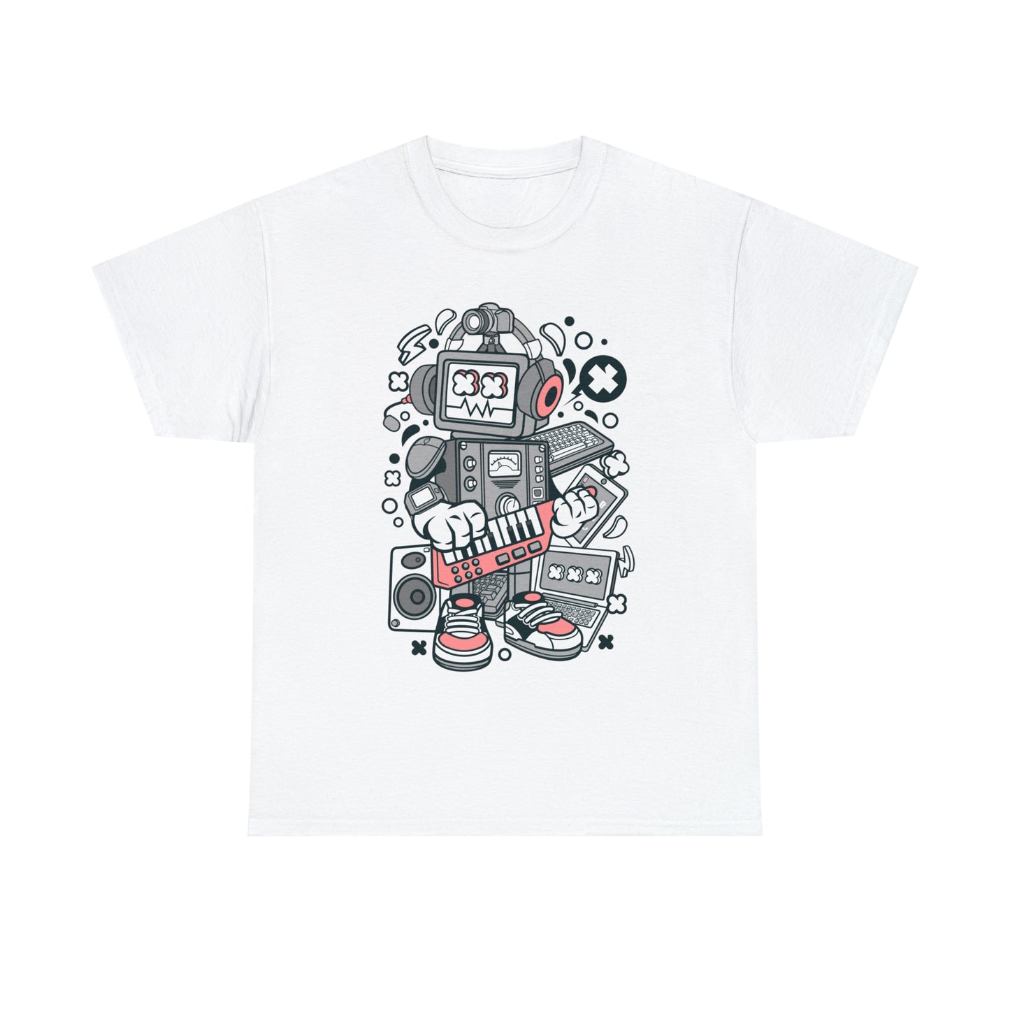 Robot Music Machine Cartoon T-Shirt