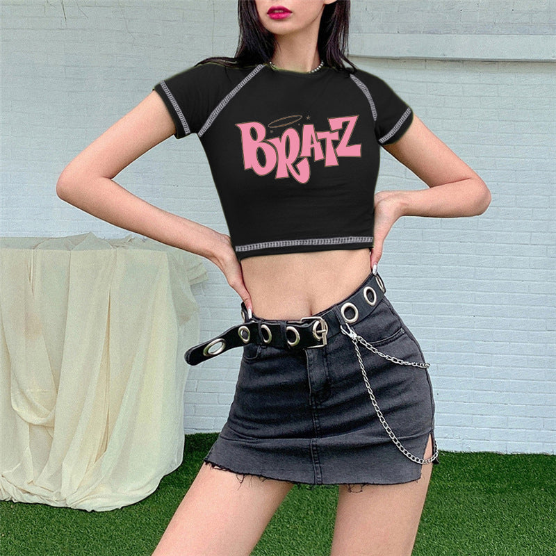 Women's Bratz Print Goth T-Shirt, Long Sleeves Short Sleeves