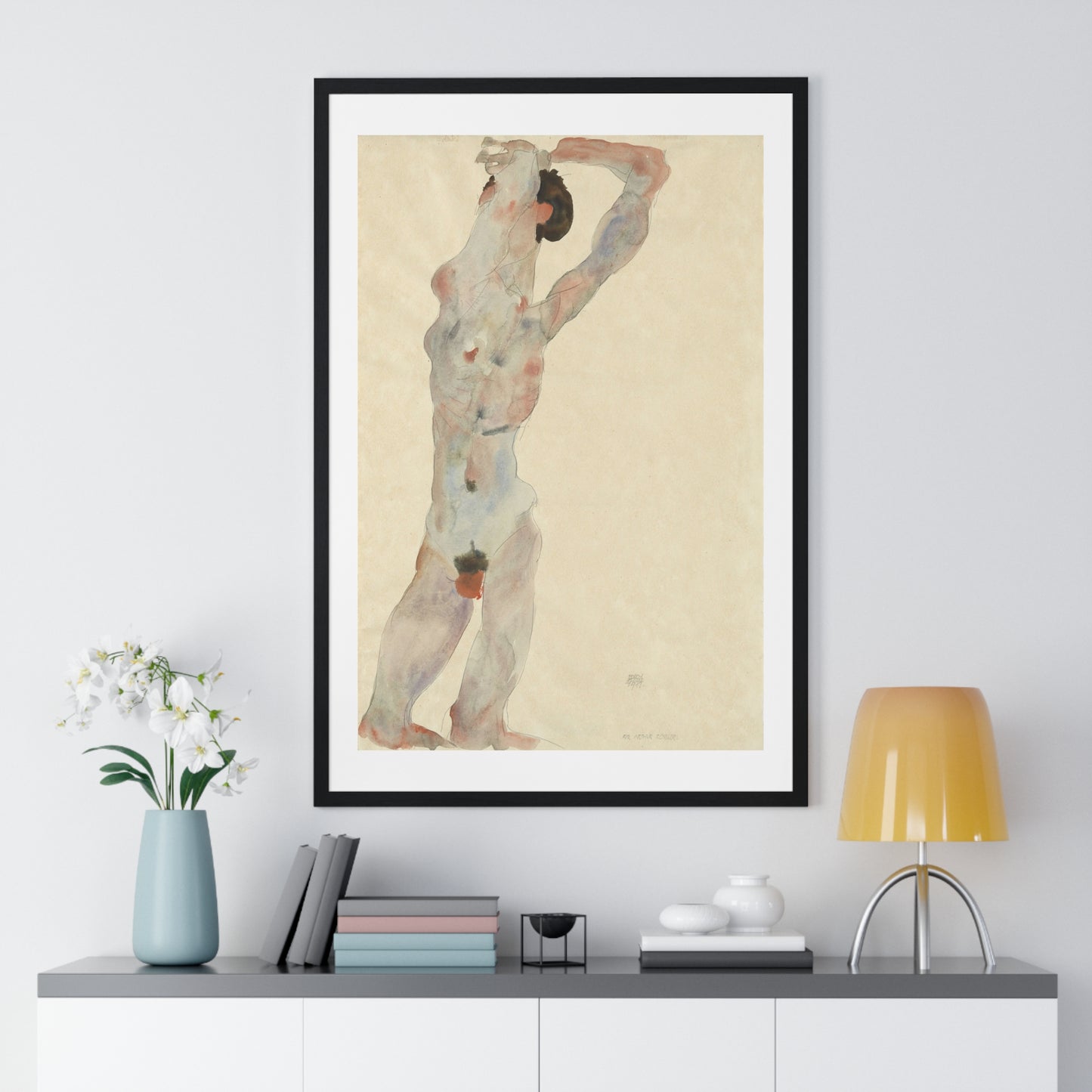 Männlicher Akt (1912) by Egon Schiele, from the Original, Framed Art Print