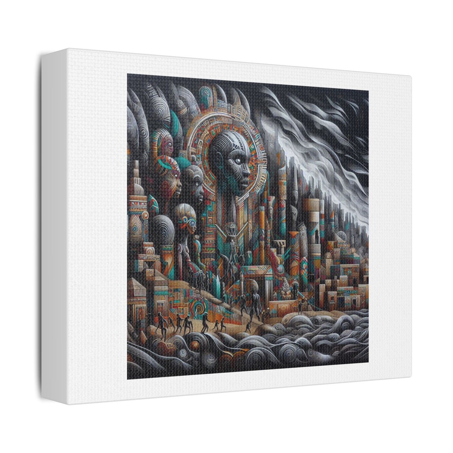 Dark Dystopian African Art 'Designed by AI' Print on Canvas