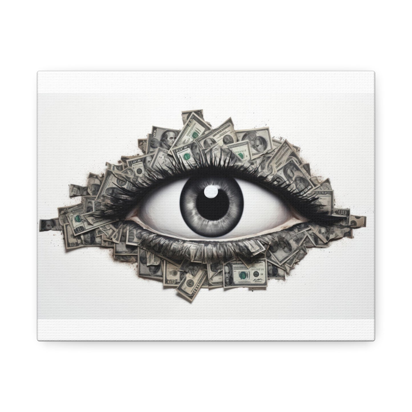 Esoteric Drawing, Money Dollar Currency Art Print 'Designed by AI' on Satin Canvas