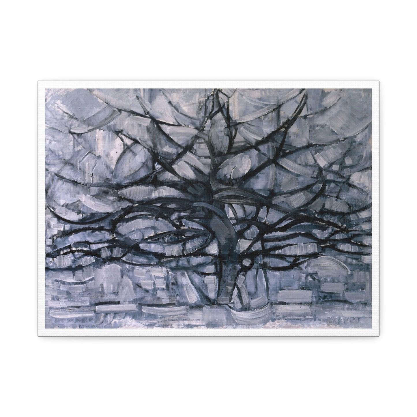 Gray Tree (1911) by Piet Mondrian, from the Original, Art Print on Canvas