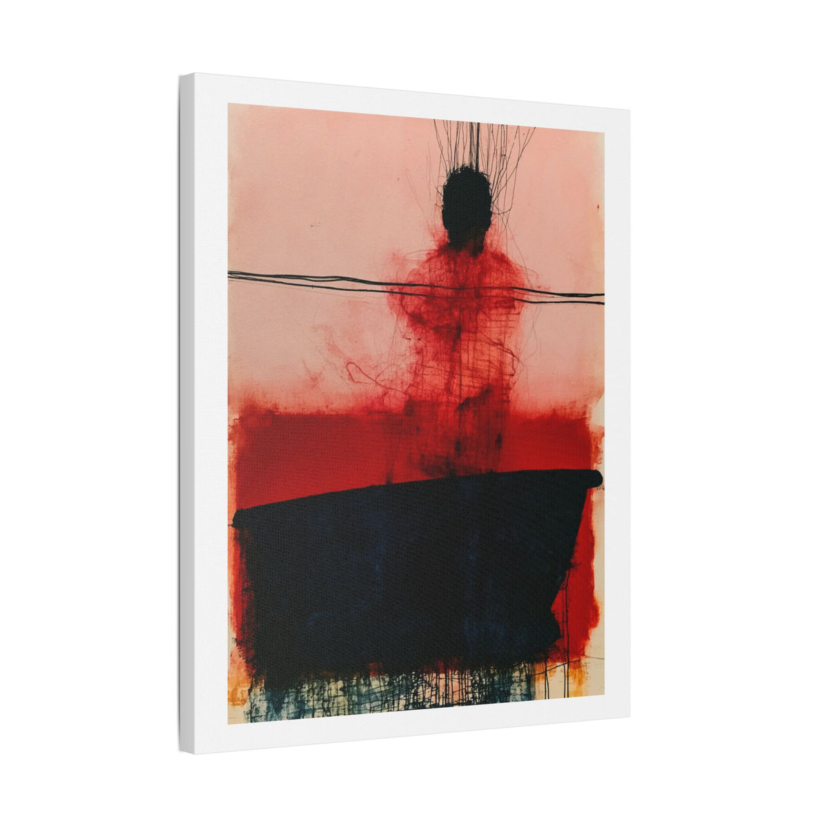 In a Boat, Neo-Surrealism, Art Print on Satin Canvas, Stretched