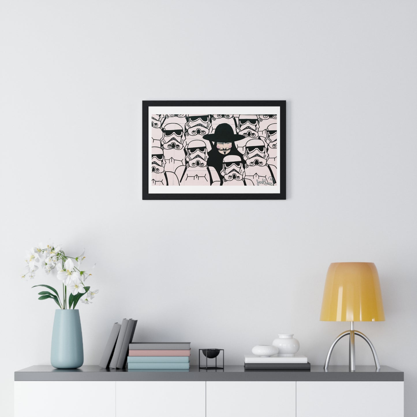 Mural Art: Stormtroopers and Vendetta Character (2017) from the Original, Framed Print