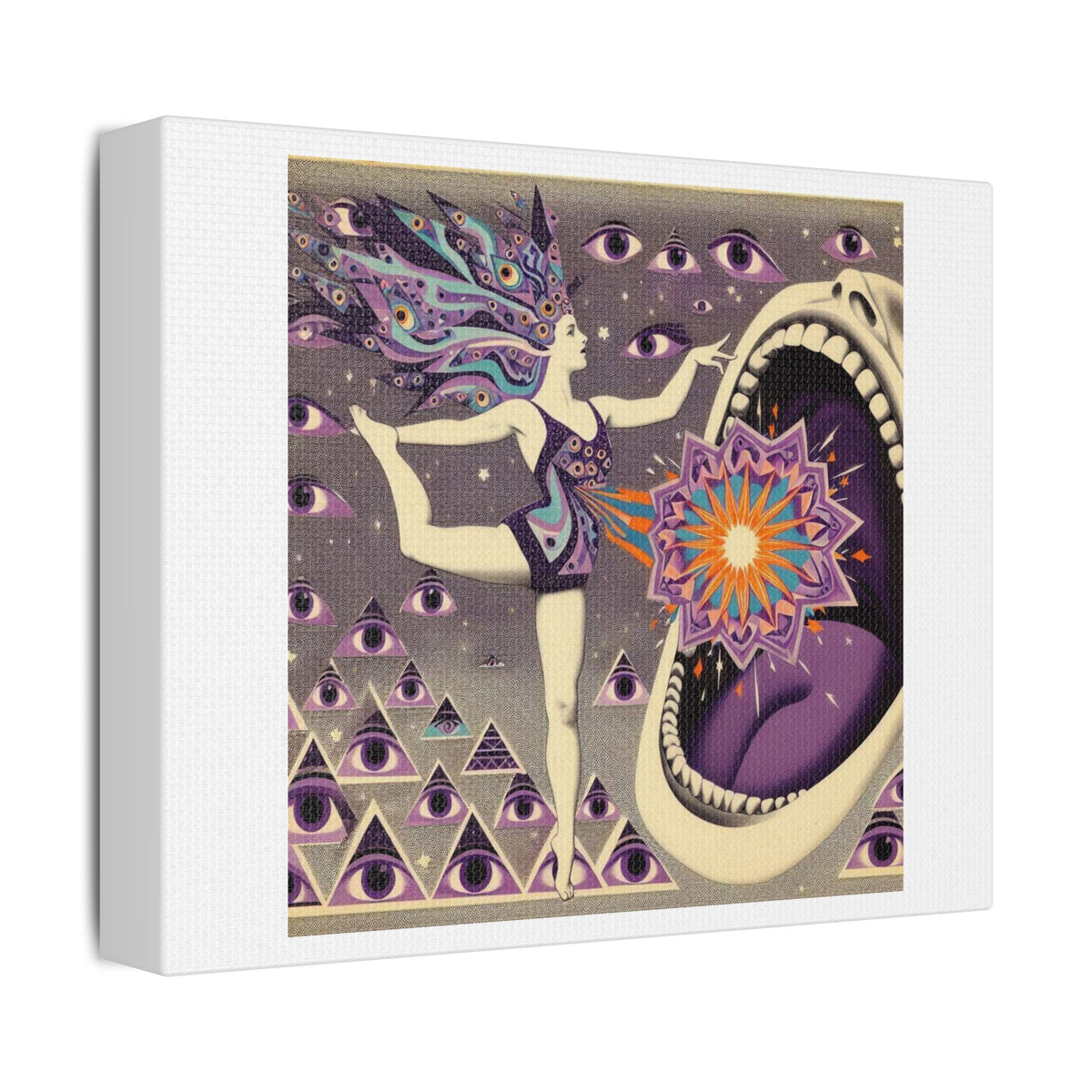 Surreal Eye and Cosmic Mouth Canvas Wall Art