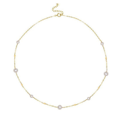 Gold Pendant Pearl Choker Necklace