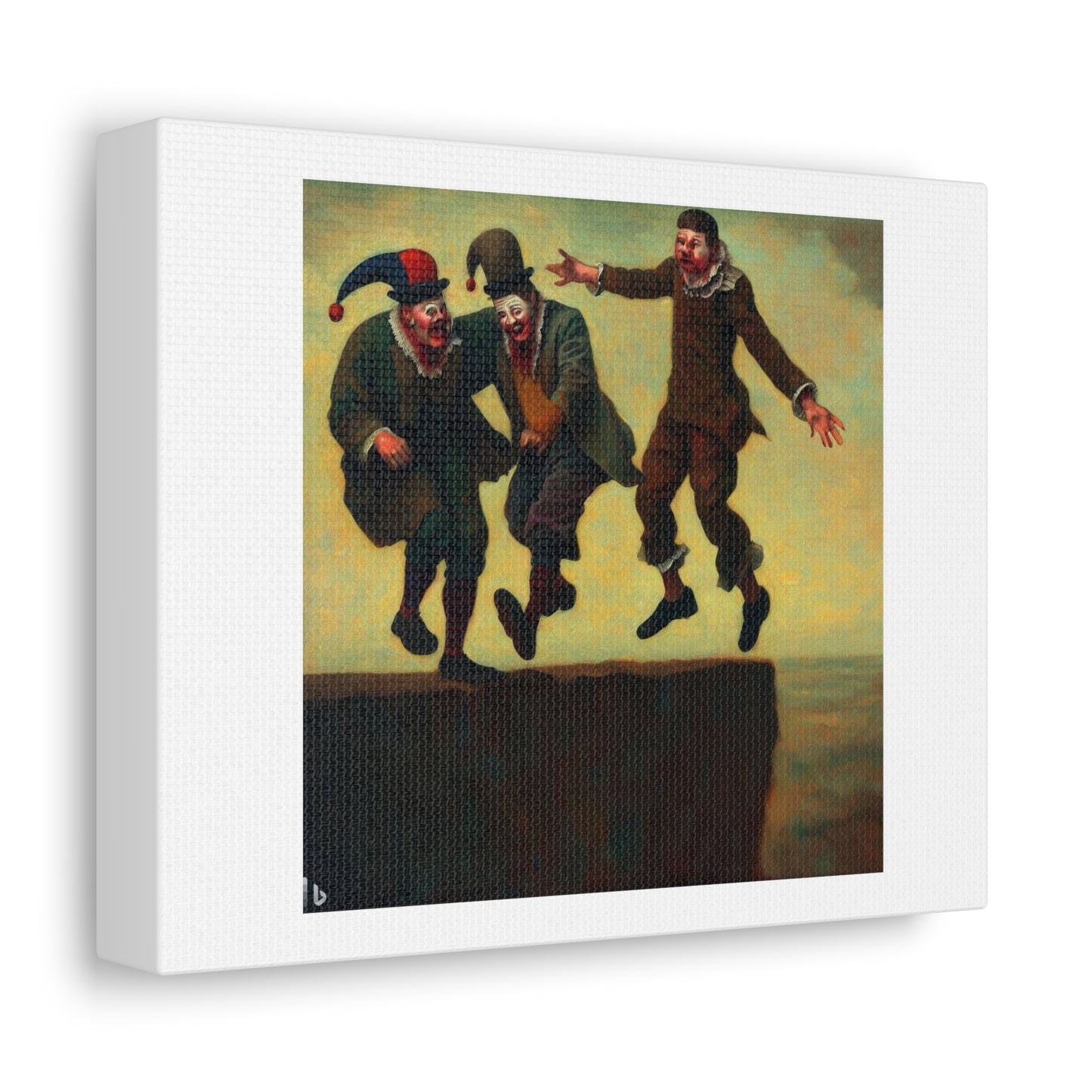 Fools At The Brink In The Style of Edwin Deakin 'Designed by AI' Print on Satin Canvas