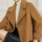 Vireous Women's Short Fashion Elegant Coat, Double-Breasted Woollen Coat