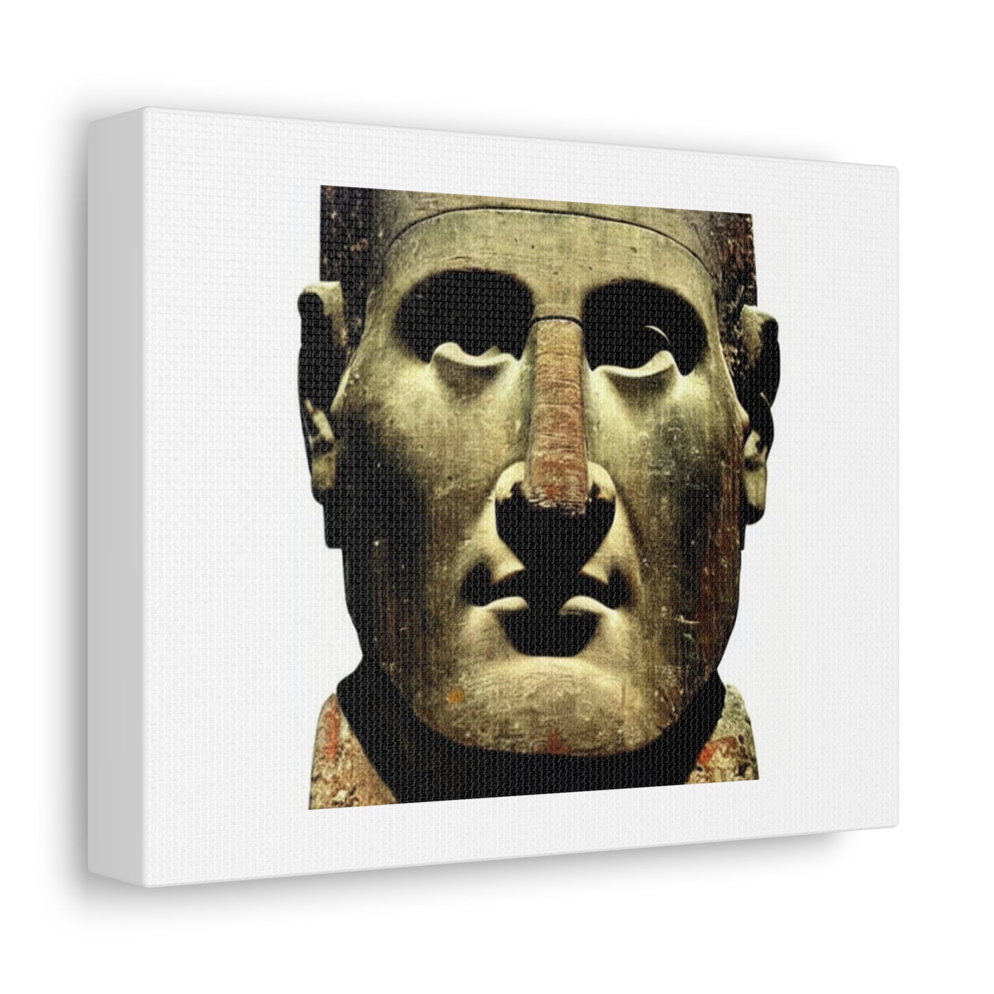 Moai Face Mixed With Julius Caeser Face 'Designed by AI' Art Print on Canvas