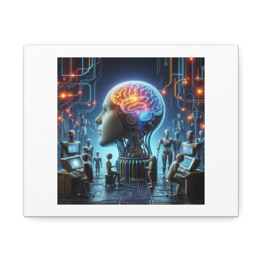 How Does AI Improve Itself? Art Print ' Designed by AI' on Satin Canvas