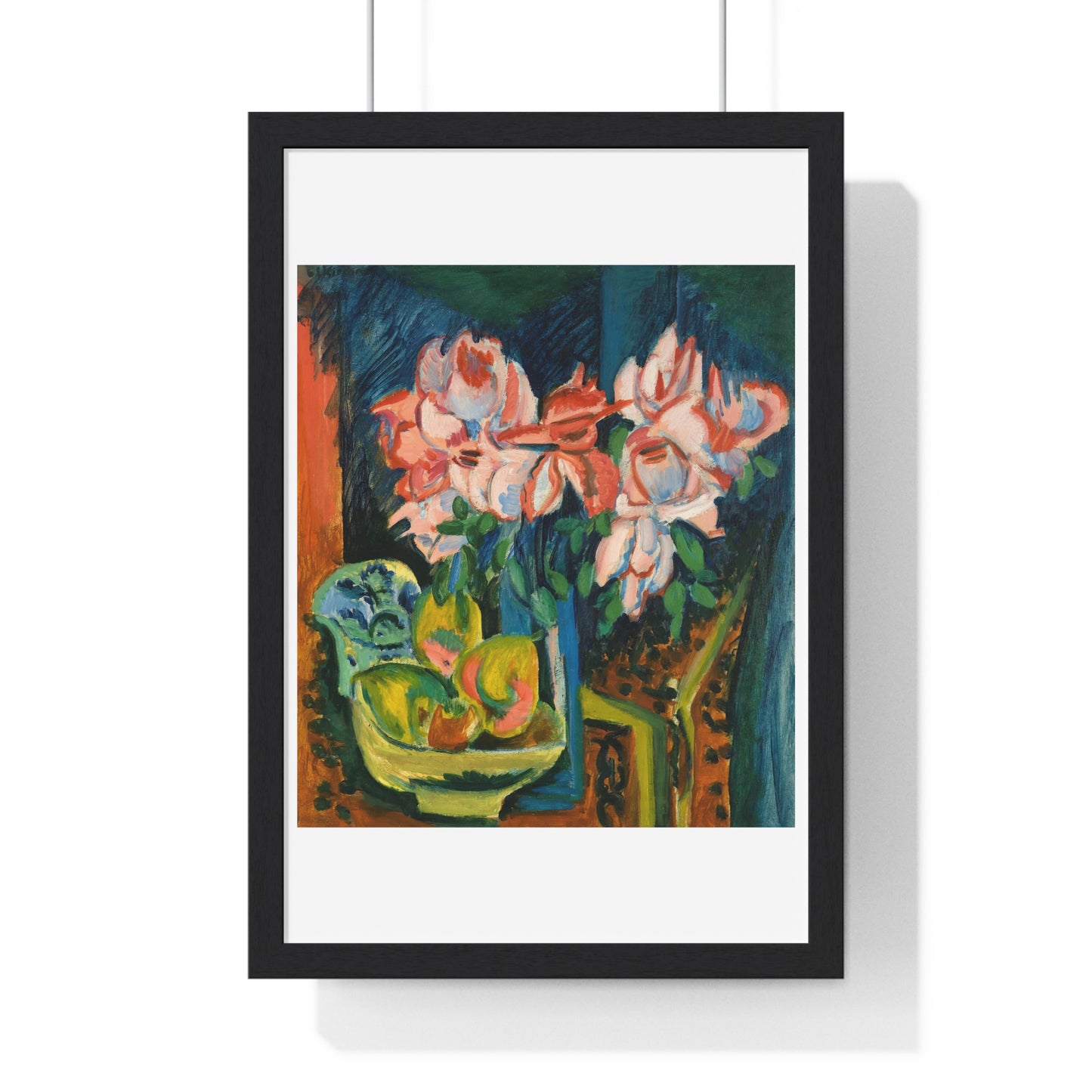 Pink Roses (1918) by Ernst Ludwig Kirchner, from the Original, Framed Print