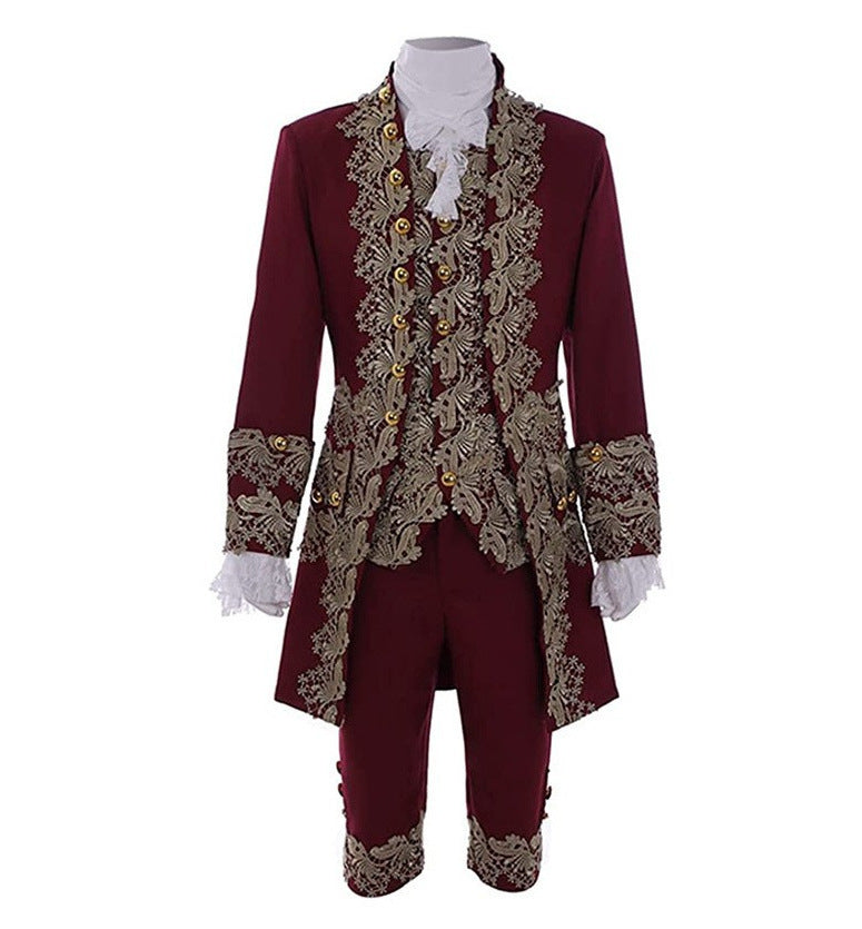 Men's Regency Stage Play Costume, Aristocrat Retro European, Embroidery Lace