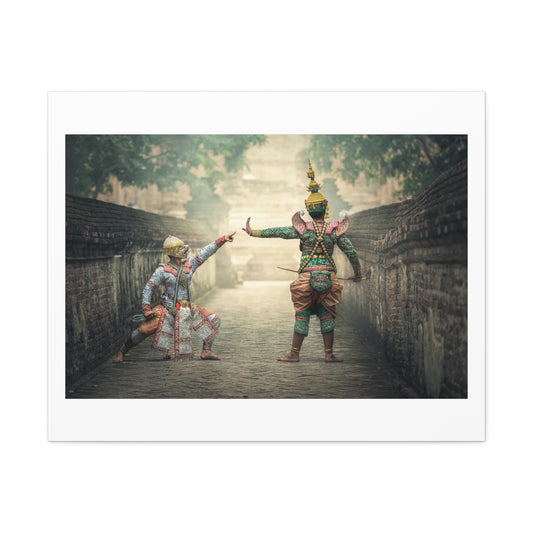 Traditional Khon Dance, Art Print from the Original on Canvas