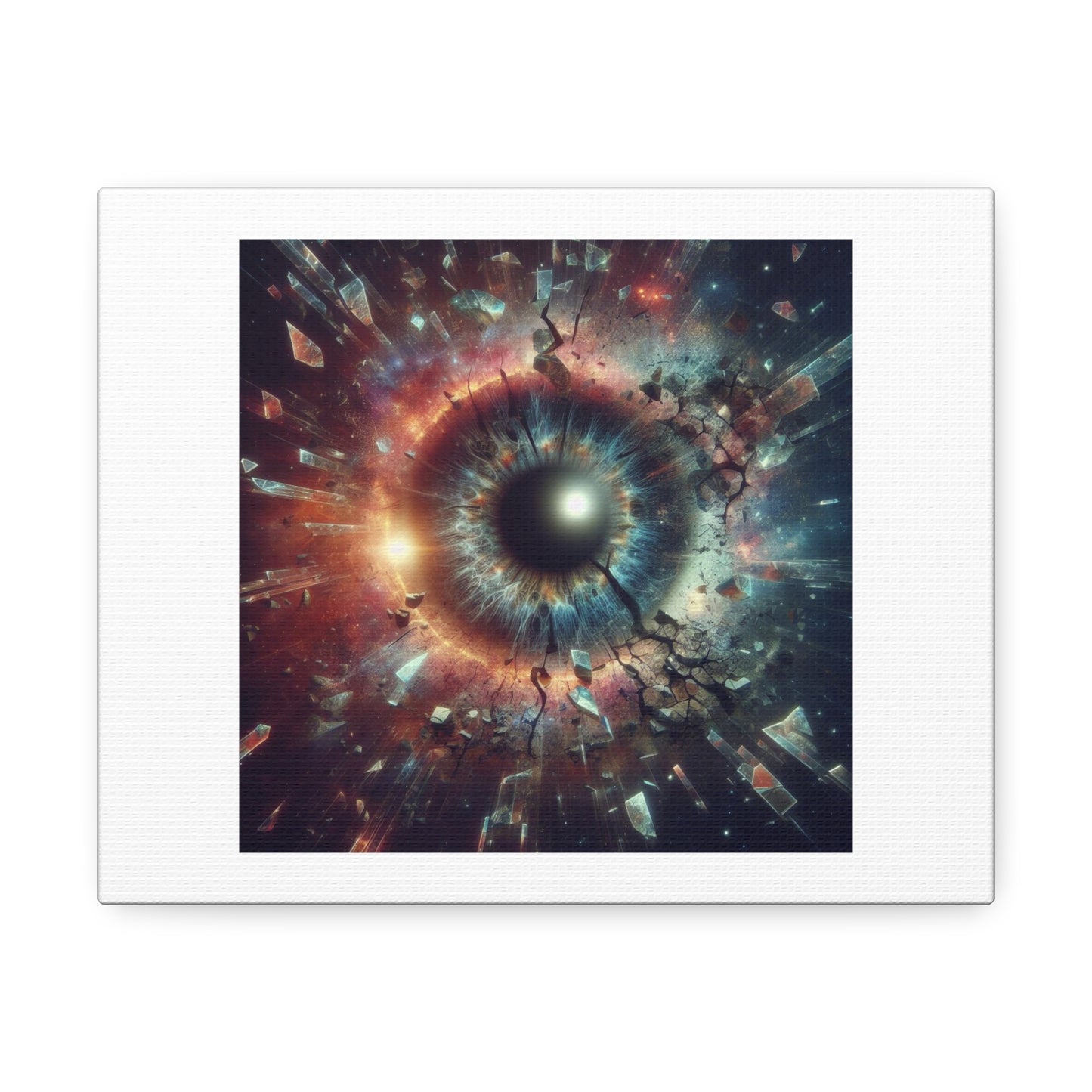 Shattering the Ego is in the Human Eye Art Print 'Designed by AI' on Satin Canvas