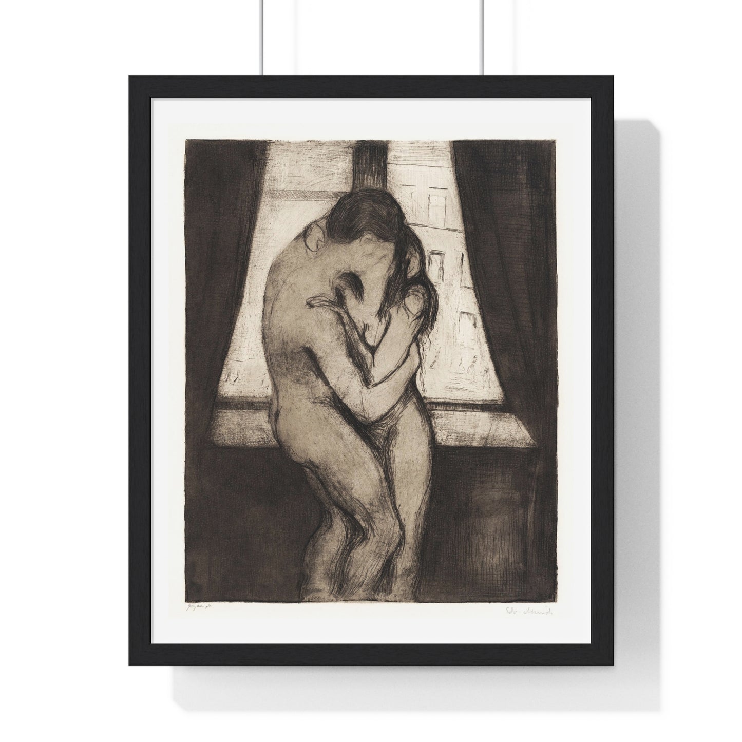 The Kiss (1895) by Edvard Munch, from the Original, Framed Art Print