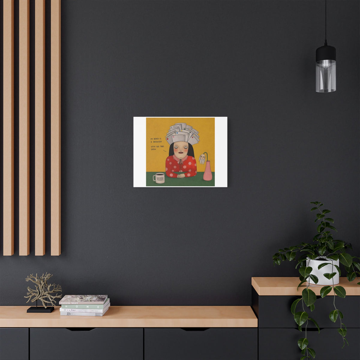 Buffering Thoughts, Cartoon Art Print on Canvas