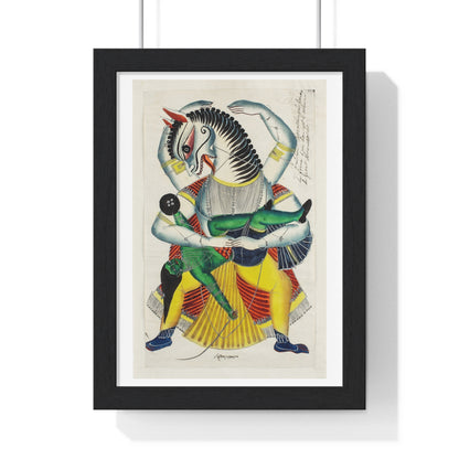 The Avatar Narasimha (1870) Vintage Hindu Deity Illustration, from the Original, Framed Print