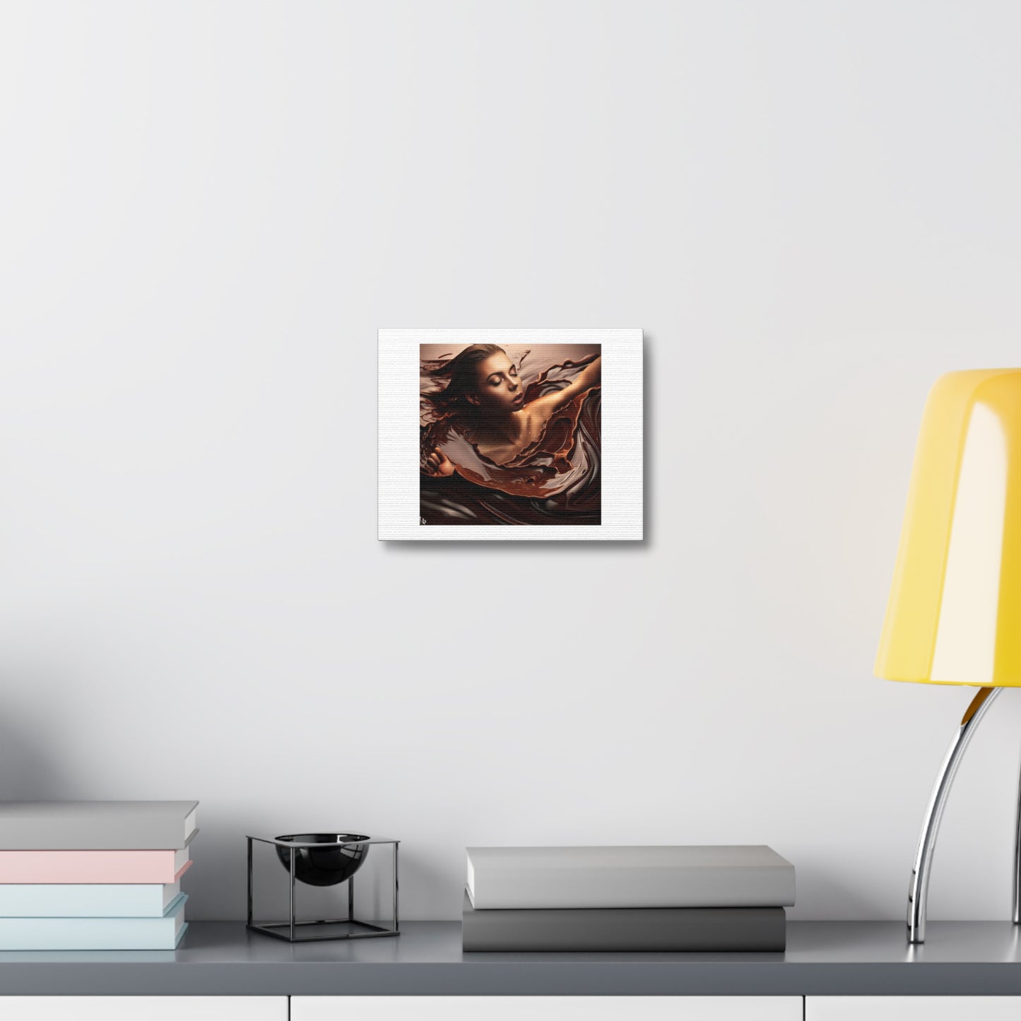 Joyous Well-Being Swimming in Chocolate 'Designed by AI' Art Print on Canvas