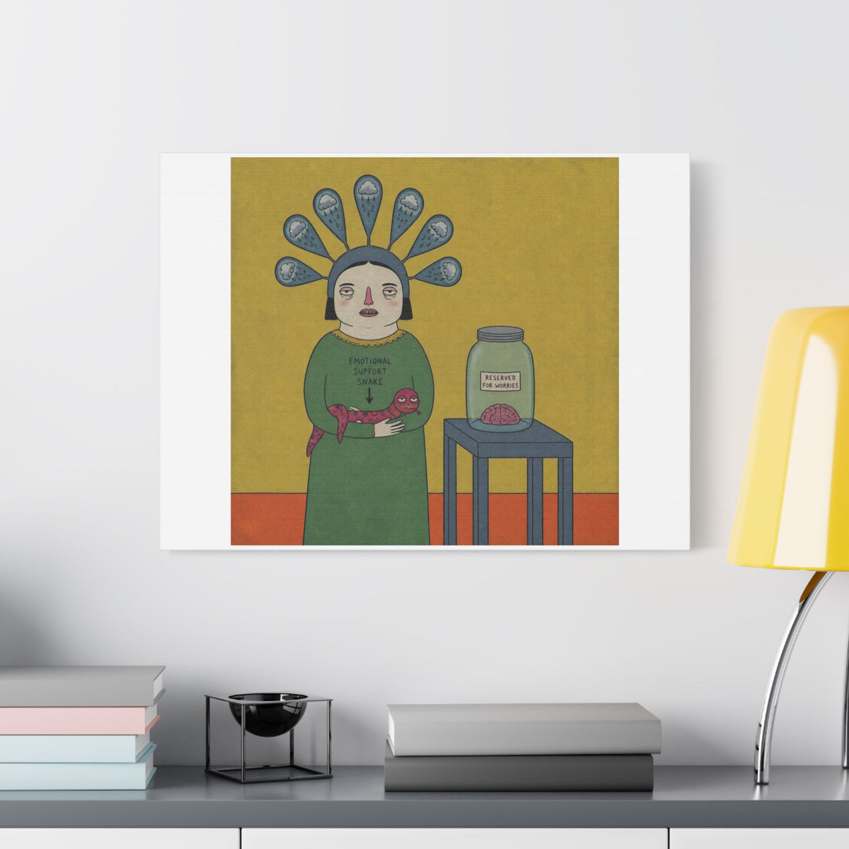 Reserved for Worries, Cartoon Art Print on Canvas