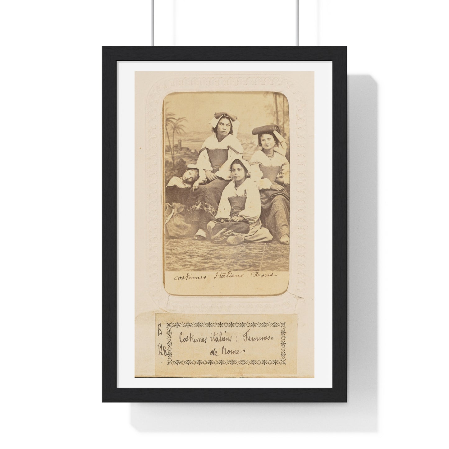 Vintage Photography, Italian Costume 'Costumes Italiens' (1860–1880) from the Original, Framed Print