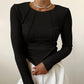 Slim Long-Sleeve Womens Split Thread Women's Casual Top