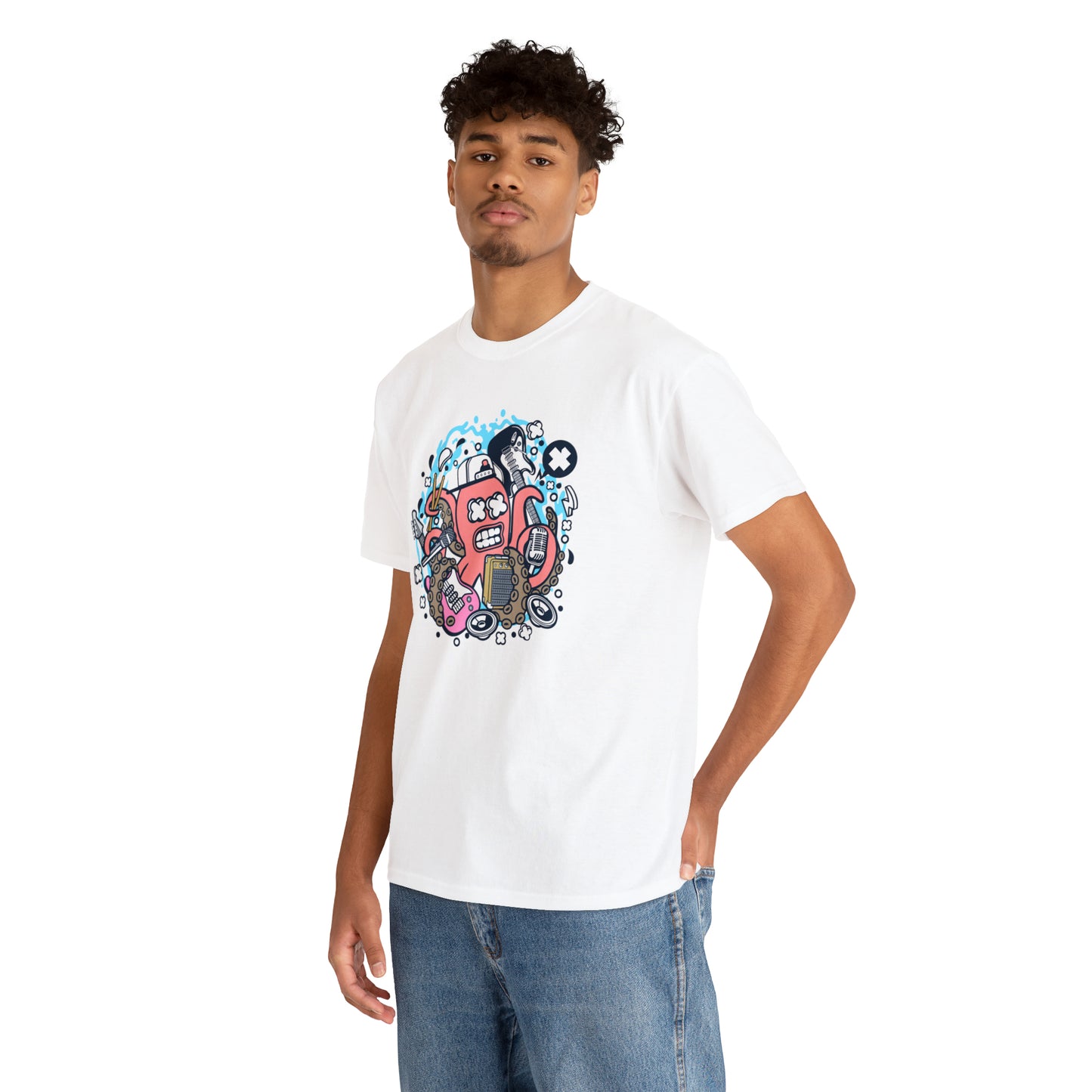 Rock Octopus Musician Cartoon T-Shirt