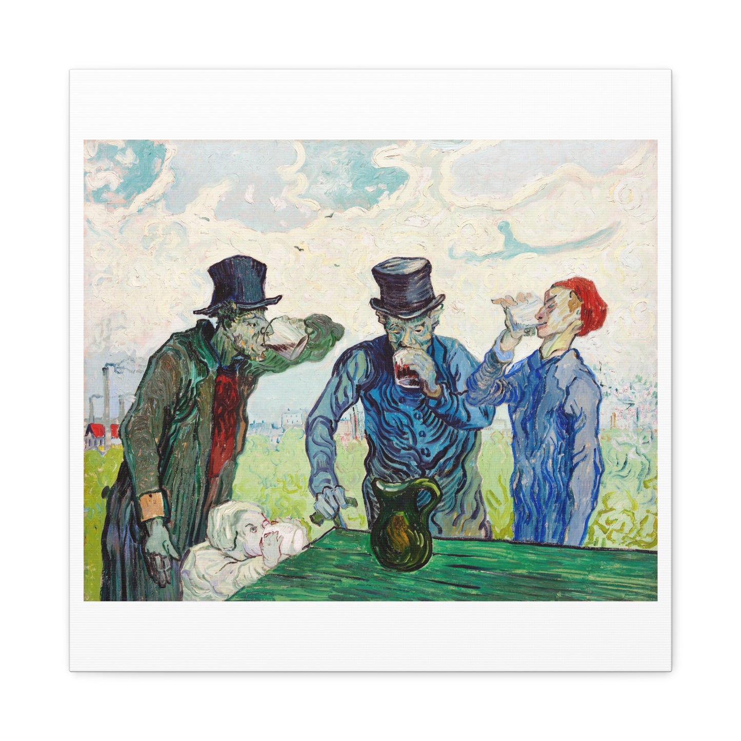 The Drinkers (1890) by Vincent Van Gogh, from the Original, Print on Canvas