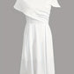 Vireous Banquet White Elegant Dress, Asymmetric Form