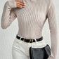 Vireous Women's Ribbed Mock Neck Knit Jumpsuit