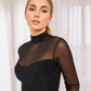 Black Slim-Fit Base Wear Voile Sheer Jumpsuit