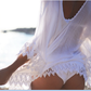 Vireous Solid Colour Beach Bikini Lace White Blouse