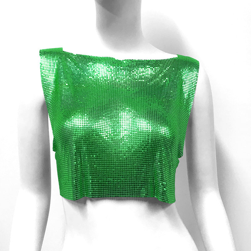 Women's Sequin Top, Sweet and Spicy Style Cropped Vest