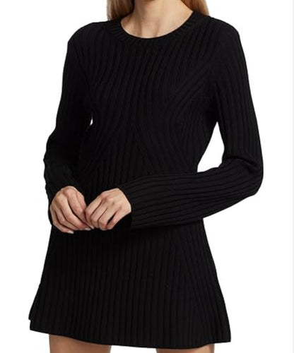 Vireous Textured Round-Neck Knitted Pullover Dress