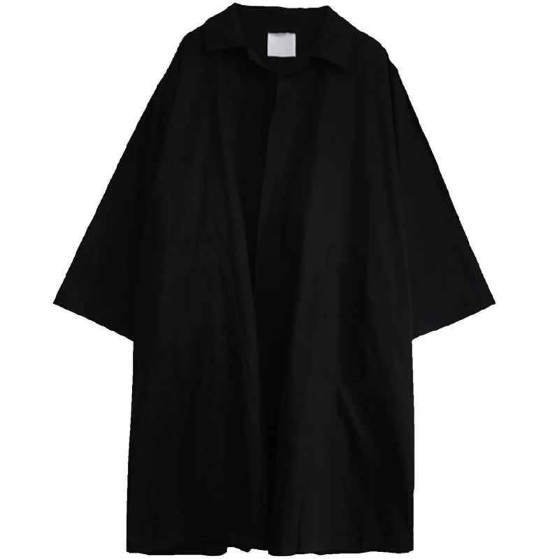 Mauroicardi Men's Long Black Oversized Trench Coat