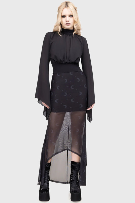 Killstar Astralune High Neck Flared-Sleeve Top