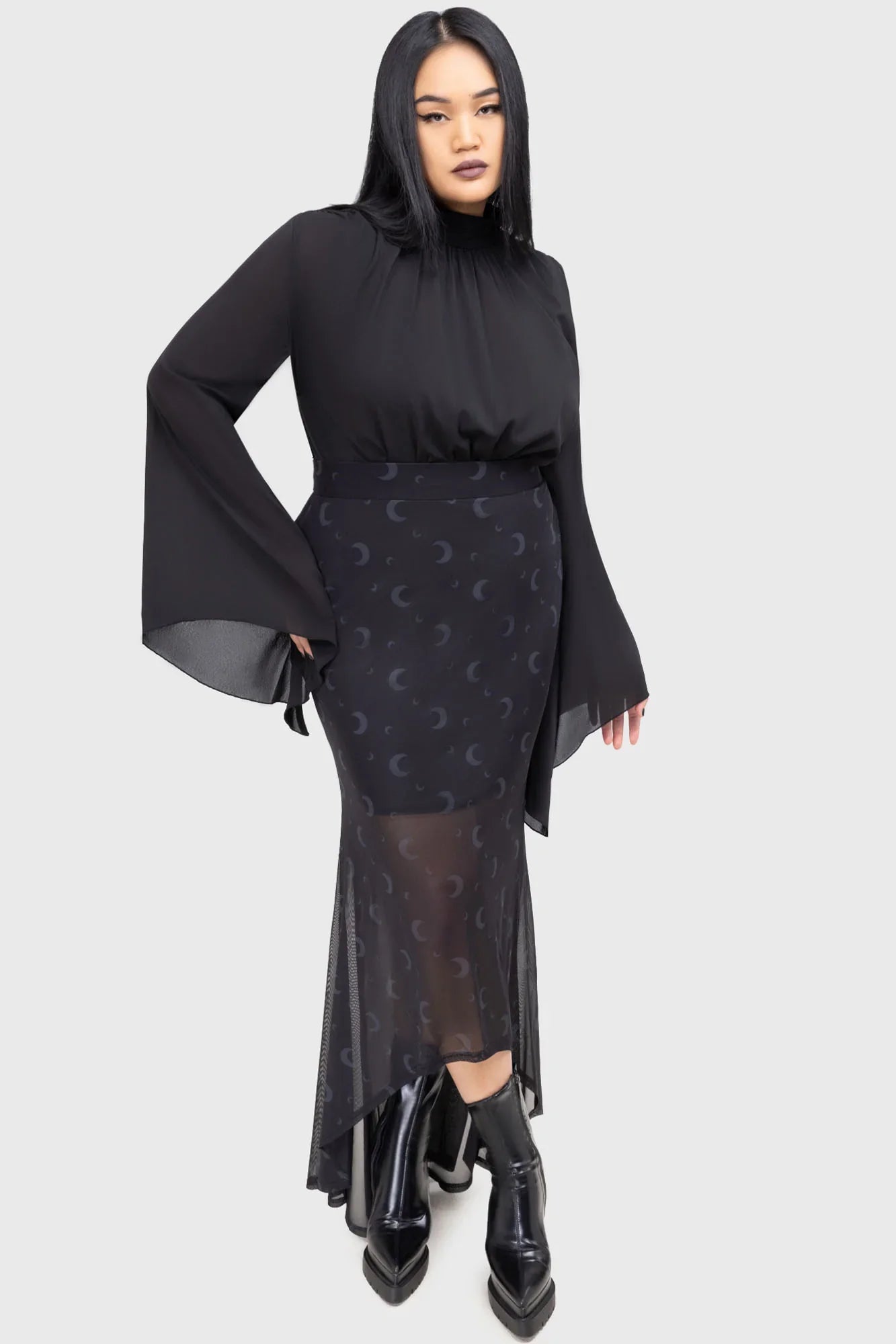 Killstar Astralune High Neck Flared-Sleeve Top