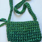 Metallic Green Handmade Crochet Festival Bag, Long Crossbody Strap