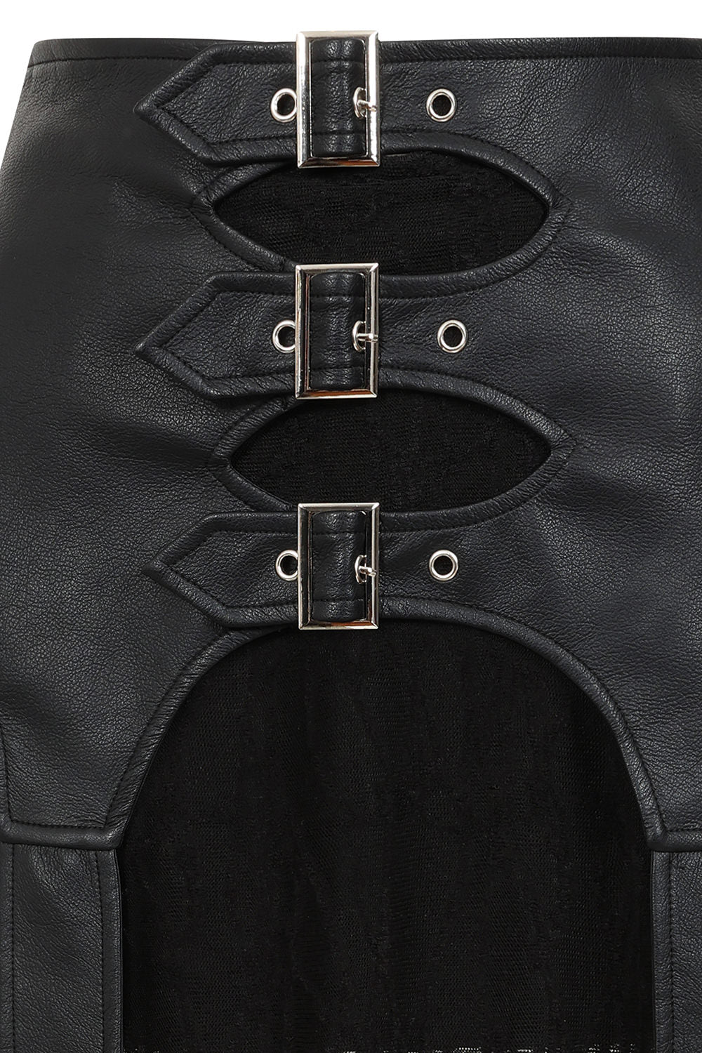 Banned Apparel Velkyn Faux Leather and Knit Panel Skirt in Black