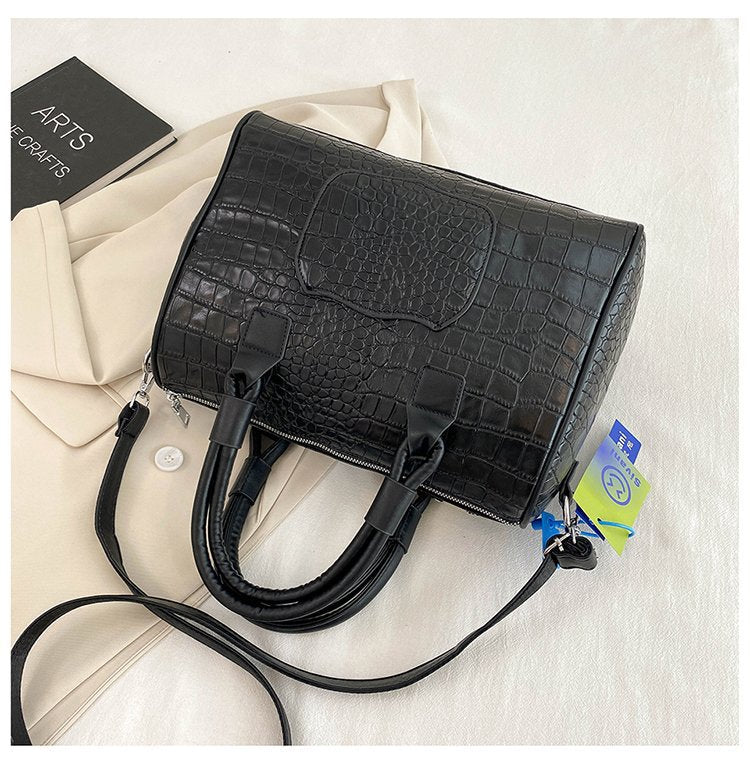 Cross Body Patchwork Embroidered Tablet-Friendly Boston Bag