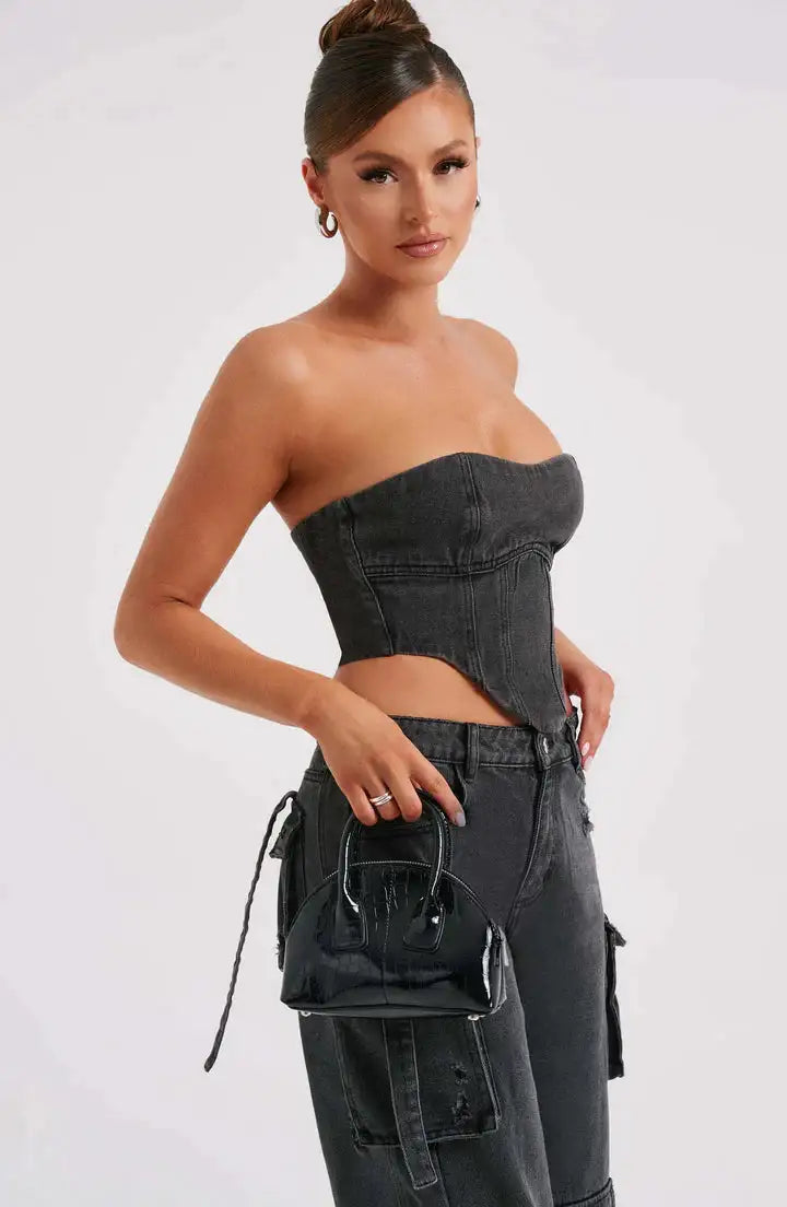 Vireous Women's Denim Corset Top, Spring and Summer Collection