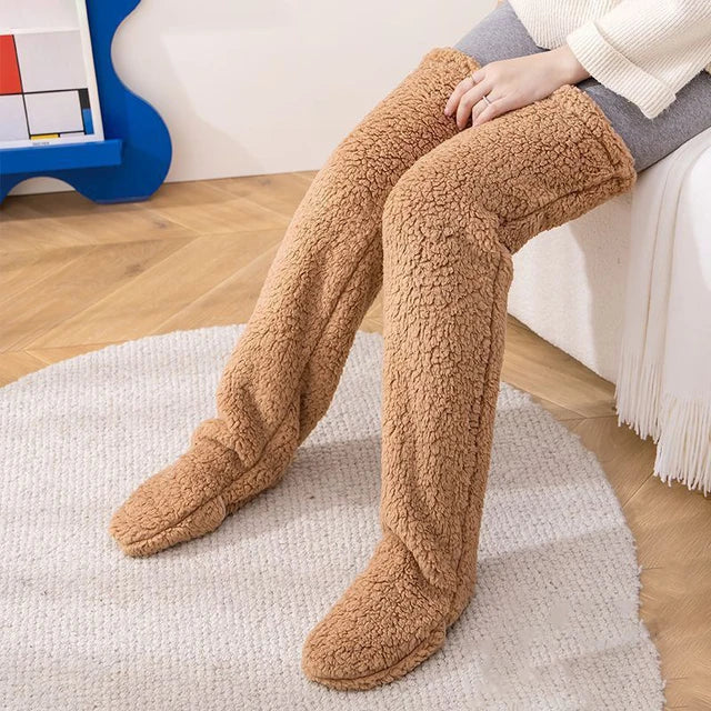 Winter Thigh-High Plush Socks, Multi Colours