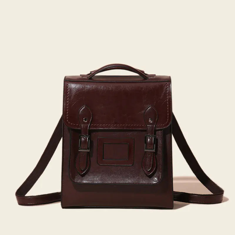 Genuine Leather Women's Fashion Satchel Backpack, Oil Wax Finish