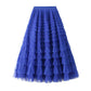 Vireous Solid Colour Ball Gown Long Tiered Skirt