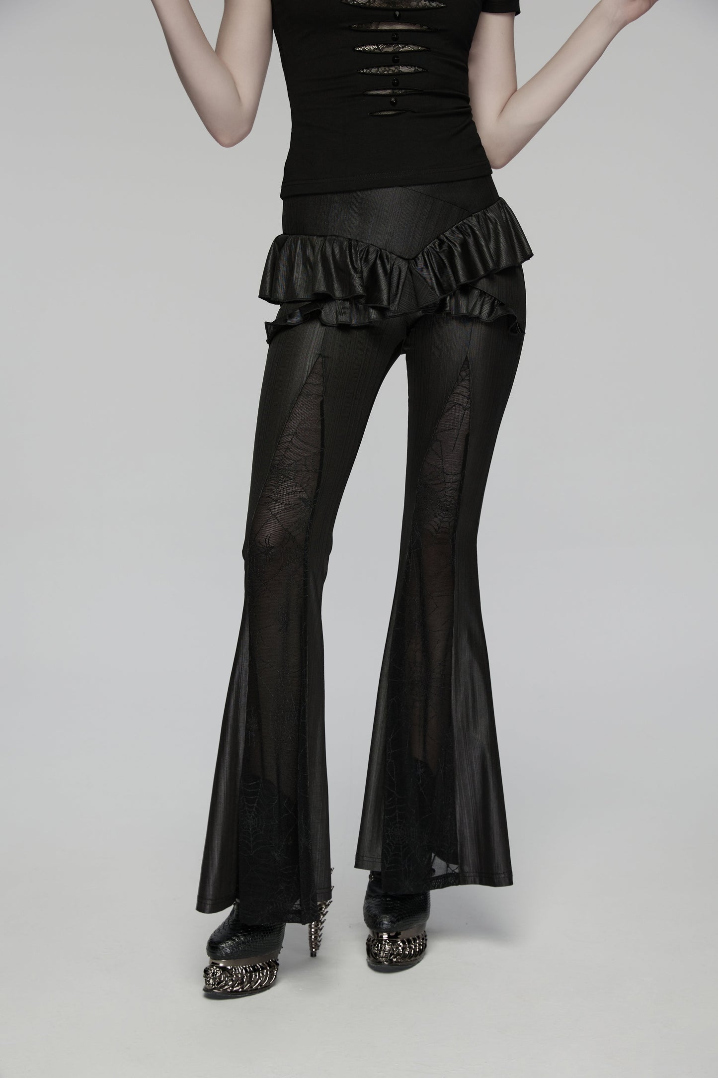 Punk Rave Bellatrix Goth Flared Pants in Black